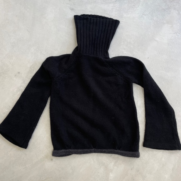 Dear Pruitt Cashmere sweater turtleneck black gray trim - Picture 9 of 10